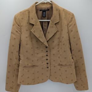 Pierre Cardin Vintage Tan Logo Monogram Blazer Jacket Women's 12P Old Money